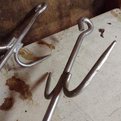 Pair of Stainless-Steel Meat Hook Hanging Racks