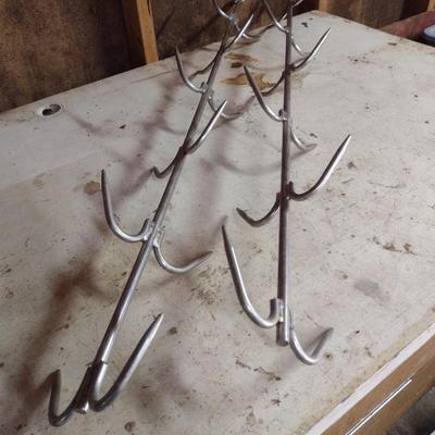 Pair of Stainless-Steel Meat Hook Hanging Racks