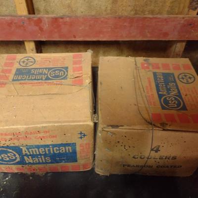 Pair of 50lb Boxes of USS American Steel Nails Pearson Coated