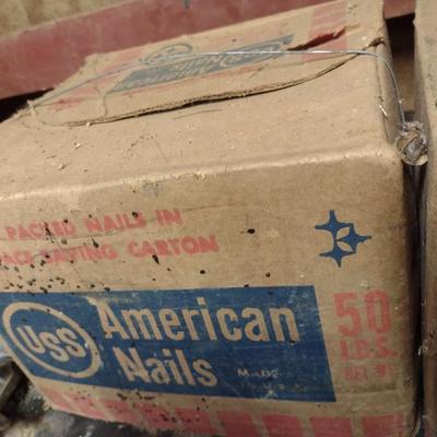 Pair of 50lb Boxes of USS American Steel Nails Pearson Coated