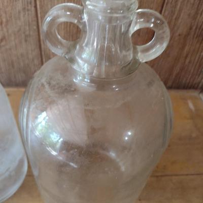Pair of Vintage Glass Vinegar Bottles One Marked White House Farms the Double Ears Bottle is Unmarked (#7)