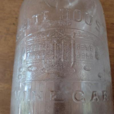 Pair of Vintage Glass Vinegar Bottles One Marked White House Farms the Double Ears Bottle is Unmarked (#7)