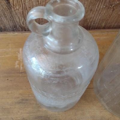Pair of Vintage Glass Vinegar Bottles One Marked White House Farms the Double Ears Bottle is Unmarked (#7)
