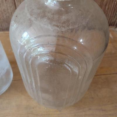 Pair of Vintage Glass Vinegar Bottles One Marked White House Farms the Double Ears Bottle is Unmarked (#7)