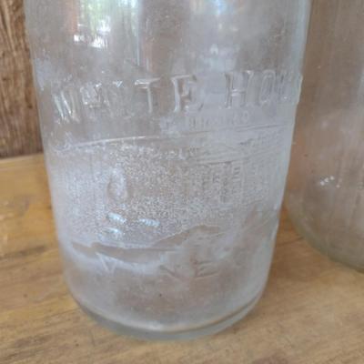 Pair of Vintage Glass Vinegar Bottles One Marked White House Farms the Double Ears Bottle is Unmarked (#7)