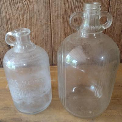 Pair of Vintage Glass Vinegar Bottles One Marked White House Farms the Double Ears Bottle is Unmarked (#7)