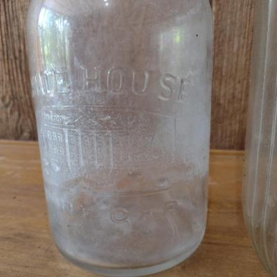 Pair of Vintage Glass Vinegar Bottles One Marked White House Farms the Double Ears Bottle is Unmarked (#7)