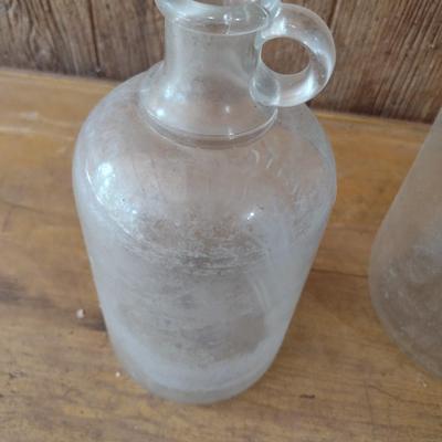 Pair of Vintage Glass Vinegar Bottles One Marked White House Farms the Double Ears Bottle is Unmarked (#7)