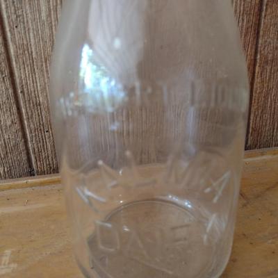 Vintage Kalmia Dairy Hendersonville, NC Quart Sized Glass Flared Neck Milk Bottle (#8)
