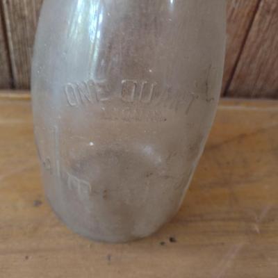 Vintage Kalmia Dairy Hendersonville, NC Quart Sized Glass Tapered Neck Milk Bottle (#9)