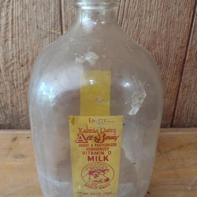 Vintage Painted Kalmia Dairy Hendersonville, NC One-Gallon Sized Glass Milk Bottle (#13)