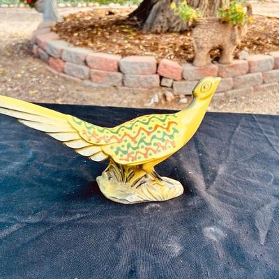 STAIN GLASS DECOR AND CALIFORNIA ROSELAMO POTTERY PHEASANT