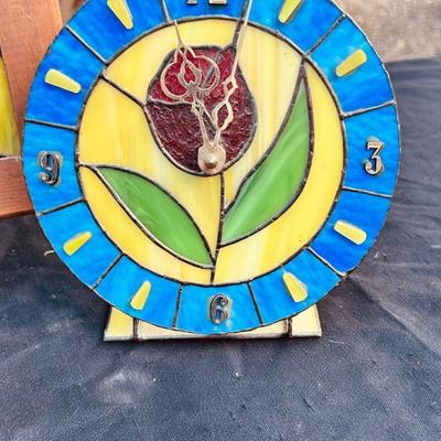 STAIN GLASS DECOR AND CALIFORNIA ROSELAMO POTTERY PHEASANT