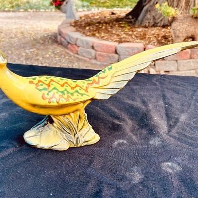 STAIN GLASS DECOR AND CALIFORNIA ROSELAMO POTTERY PHEASANT