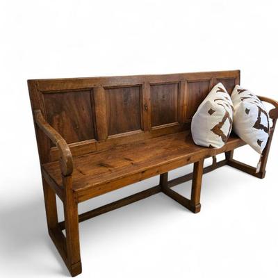 Sale Photo Thumbnail #45: Antique fruitwood bench