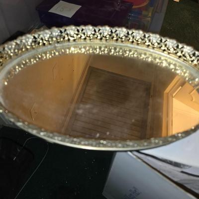 Silver toned mirror dish