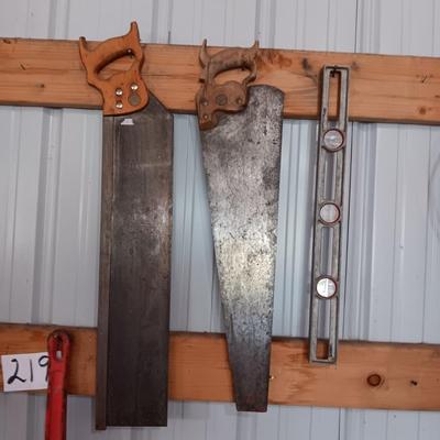 HAND SAWS AND A LEVEL