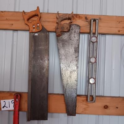 HAND SAWS AND A LEVEL