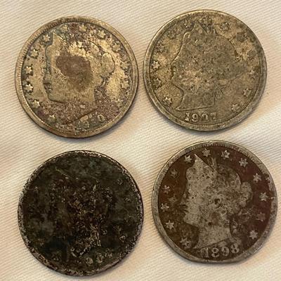 1910 FIVE CENT. 1907 FIVE CENT. 1904 FIVE CENT. 1898 FIVE CENT