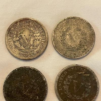 1910 FIVE CENT. 1907 FIVE CENT. 1904 FIVE CENT. 1898 FIVE CENT