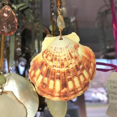 Mother of All Sea Shell Chandeliers, Violet Amber Crystals Adorn Beach Style