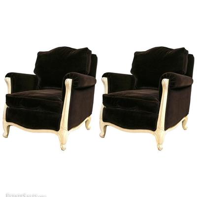Pair of Wonderfully Gorgeous Extremely Comfortable Chocolate Mohair Down Chairs
