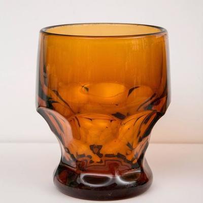 Stunning Set of Six Hoffman House Amber Retro/Vintage Mid-Century Glassware