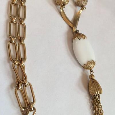 Great Gatsby Flapper Fun 1920s, Enamel and Gilt Link Necklace