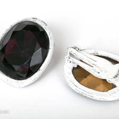Kenneth Jay Lane Stamped Amethyst "Headlight" Earrings