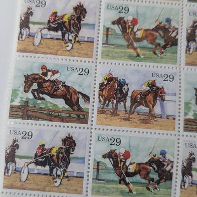 Vintage US Sporting Horses Stamp Sheet