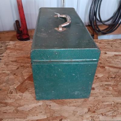 TURNER METAL TOOL BOX WITH SHELF AND LASER LEVEL