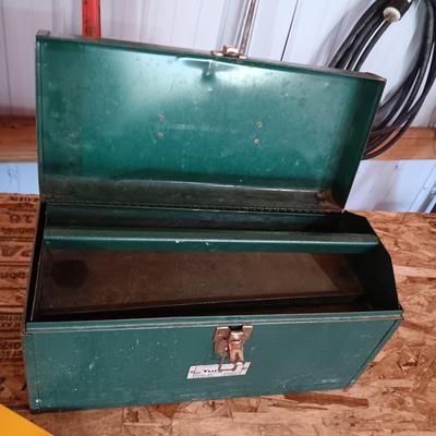 TURNER METAL TOOL BOX WITH SHELF AND LASER LEVEL