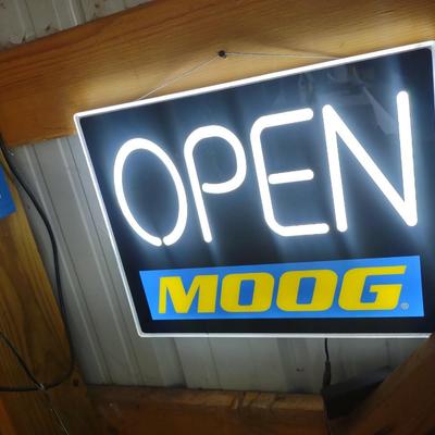 LIGHT UP MOOG OPEN SIGN & MICHAEL SHEA'S IRISH AMBER SIGN