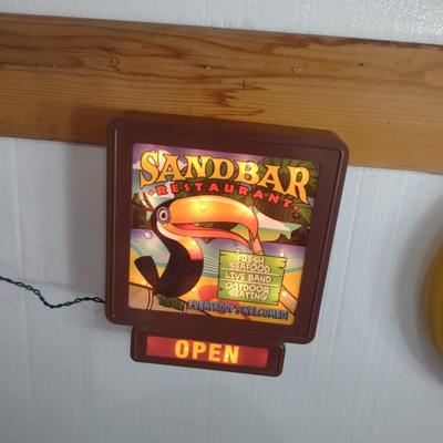 SPRITE CLOCK & LIGHTED SANDBAR RESTAURANT OPEN SIGN