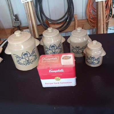 SET OF CANISTERS AND A SEALED BOX OF RECIPE CARDS