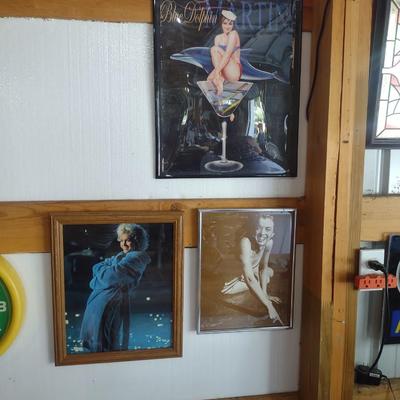 BLUE DOLPHIN MARTINI SIGN & PICTURES OF MARILYN MONROE,