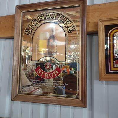 TWO STROH'S MIRRORED BEER SIGNS
