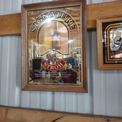 TWO STROH'S MIRRORED BEER SIGNS