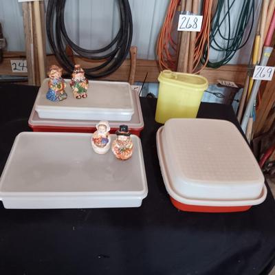 TUPPERWARE CONTAINERS AND 2 SETS OF SHAKERS