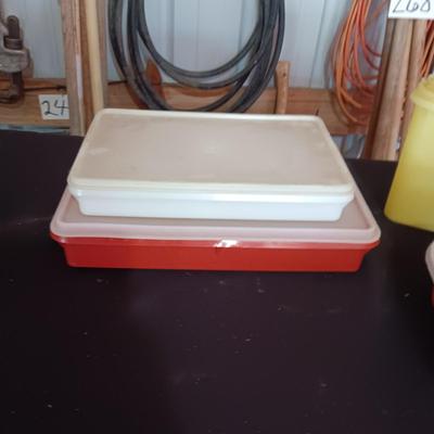 TUPPERWARE CONTAINERS AND 2 SETS OF SHAKERS