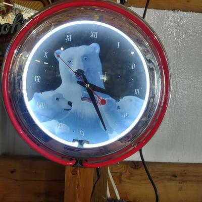COCA-COLA POLAR BEAR LIGHTED WALL CLOCK
