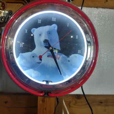 COCA-COLA POLAR BEAR LIGHTED WALL CLOCK