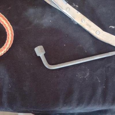 TOW ROPE, COME-ALONG AND A TIRE IRON