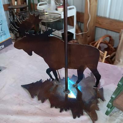 STEEL MOOSE BASE LAMP AND A MOOSE WALL SHELF