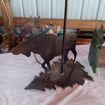 STEEL MOOSE BASE LAMP AND A MOOSE WALL SHELF