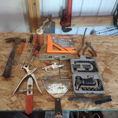 HANDY TOOLS, SQUARE, SOCKET SET, LEVEL AND MORE