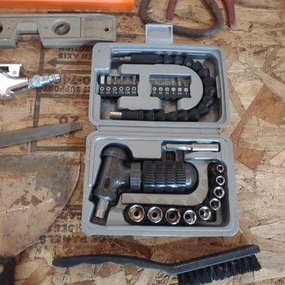 HANDY TOOLS, SQUARE, SOCKET SET, LEVEL AND MORE