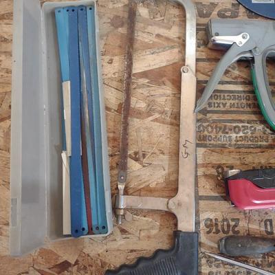 HAND SAW W/ REPLACEMENT BLADES, STAPLE GUN, FILE AND MORE
