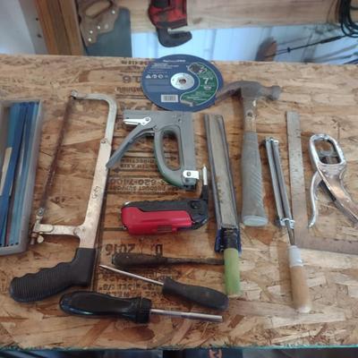 HAND SAW W/ REPLACEMENT BLADES, STAPLE GUN, FILE AND MORE