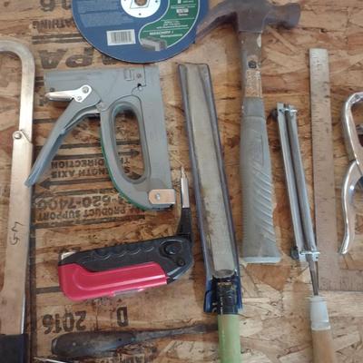 HAND SAW W/ REPLACEMENT BLADES, STAPLE GUN, FILE AND MORE